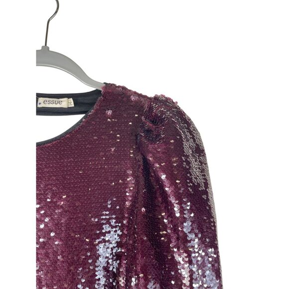 Essue Long Sleeve Open Back Sequin Mini Dress New Years Holiday Party S - Picture 2 of 9